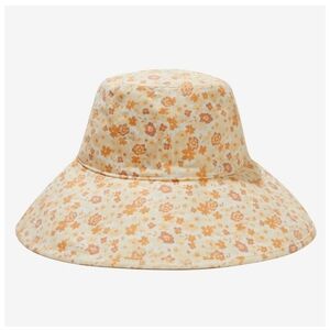 Floral Wide Brim Hat - Cream and Orange